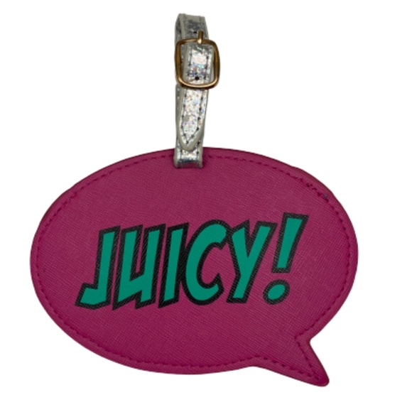 JUICY COUTURE Luggage Tag Pink “Juicy!" Travel Vacation - Picture 1 of 3
